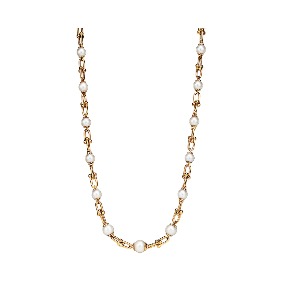 티파니 앤 코 티파니 하드웨어 그래듀에이티드 링크 네클리스 옐로우 골드 담수 진주(Tiffany & Co. Tiffany Hardwear Graduated Link Necklace Yellow Gold with Freshwater Pearls) - 1