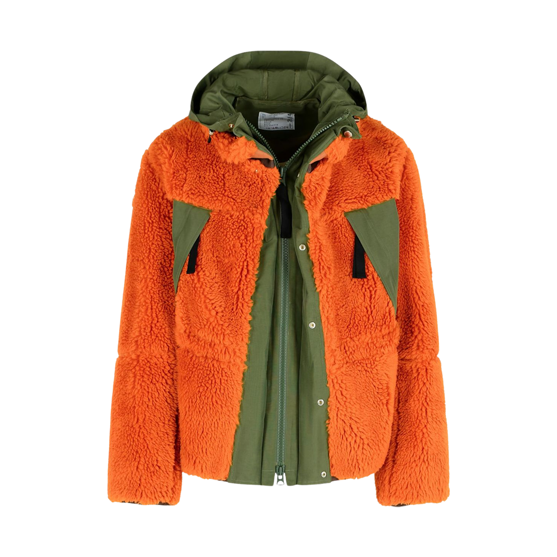 25-03854M-858 Sacai Faux Shearling Jacket Orange Khaki