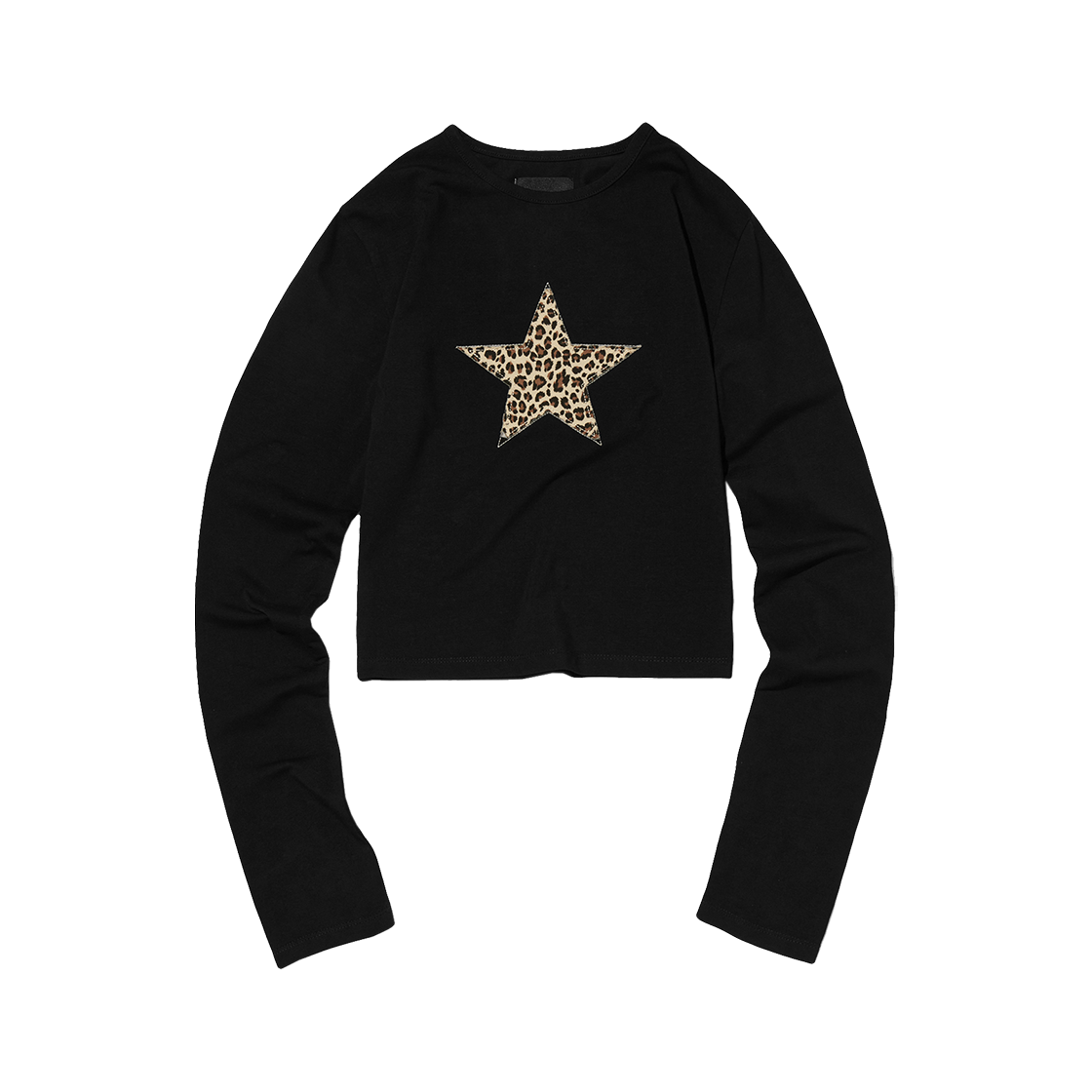 스웨이드 레오파드 스타 롱슬리브 블랙(Suade Leopard Star Long Sleeve Black)