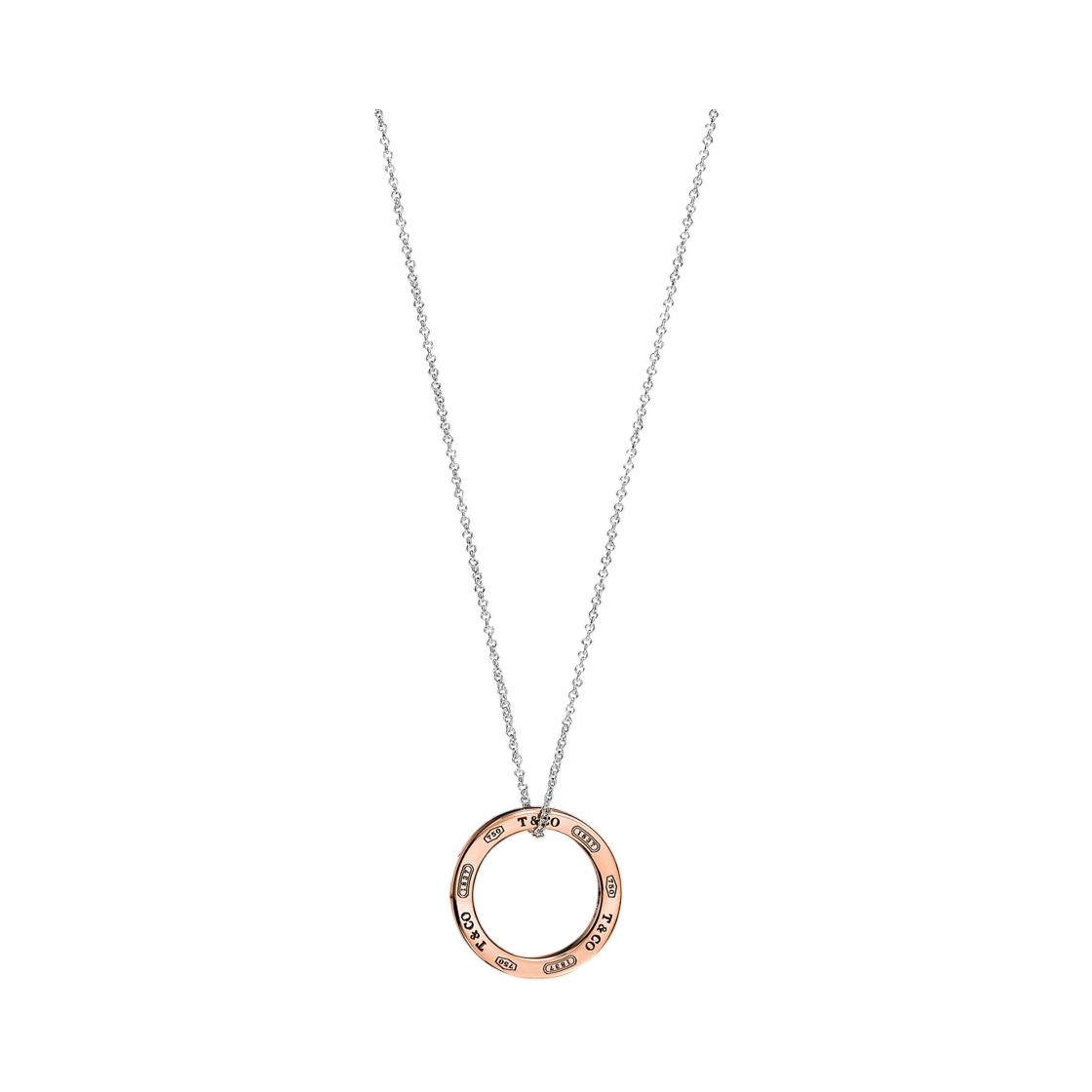 티파니 앤 코 티파니 1837 서클 펜던트 스털링 실버 앤 로즈 골드(Tiffany & Co. Tiffany 1837 Circle Pendant Sterling Silver and Rose Gold)
