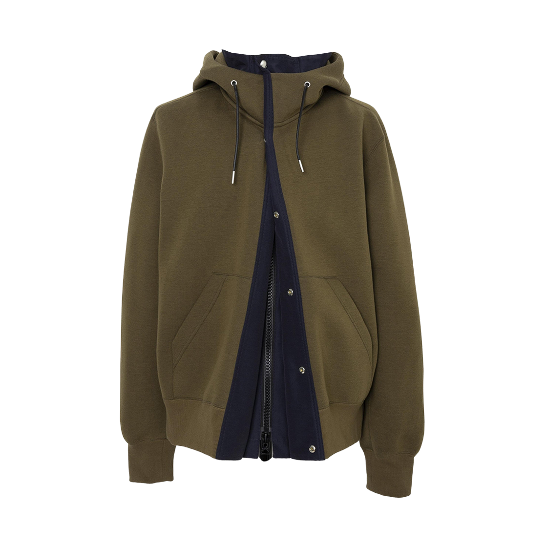 사카이 스폰지 스웨트 그로그랭 후드 베이지 네이비(Sacai Sponge Sweat Grosgrain Hoodie Beige Navy)