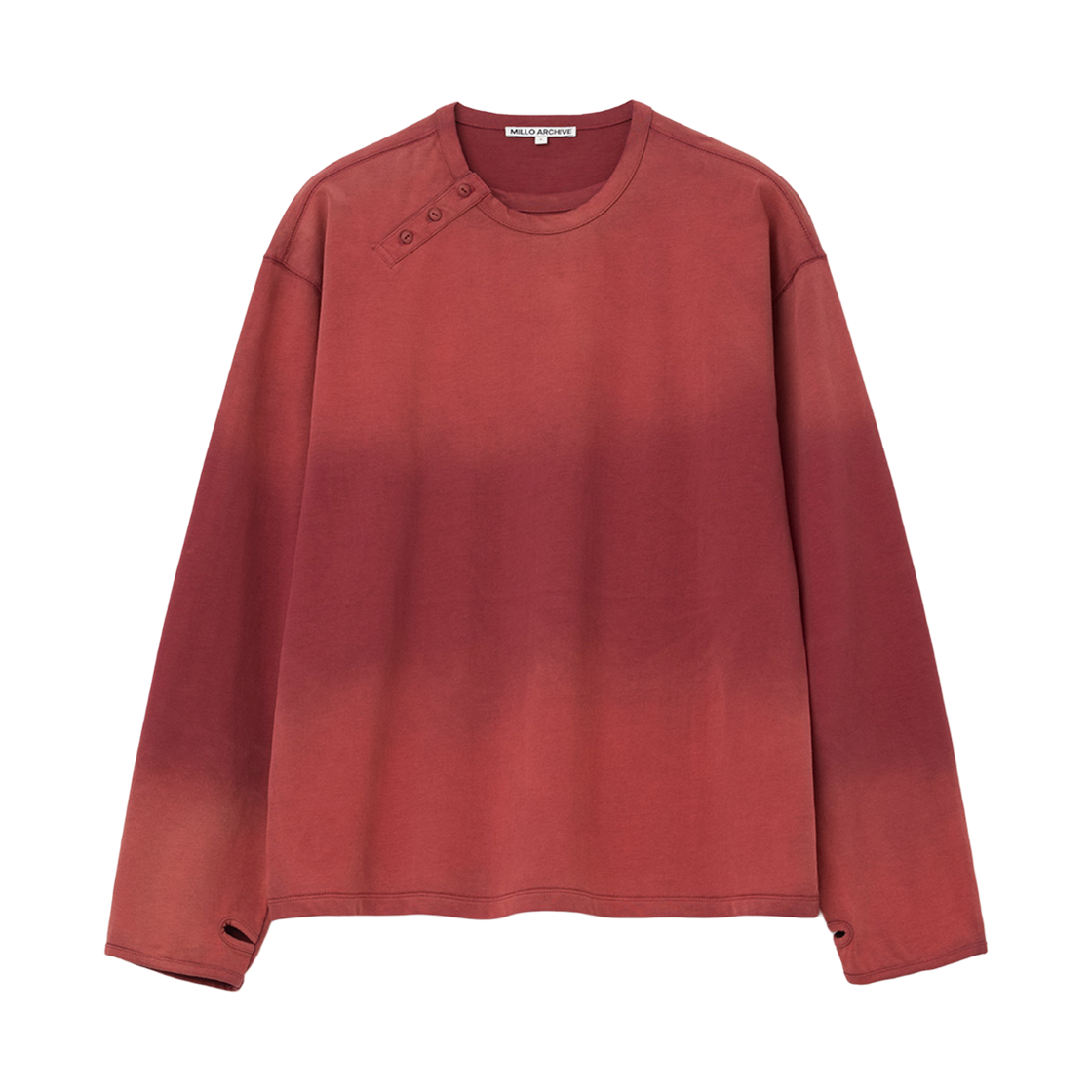 밀로 아카이브 슬랜트 더블 헨리넥 슬리브 버건디(Millo Archive Slant Double Henley Neck Sleeve Burgundy)