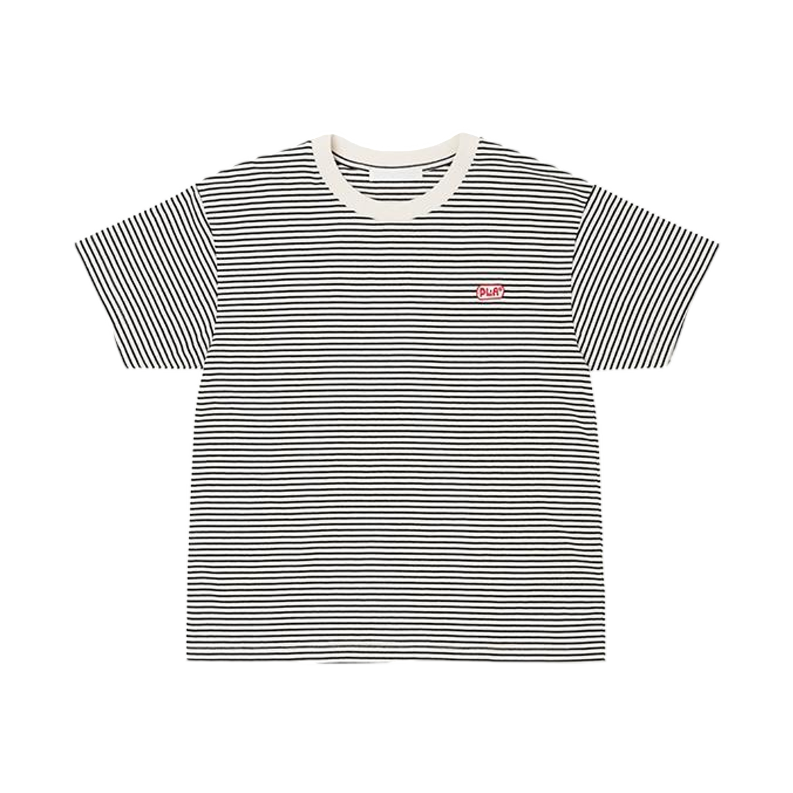 (W) 플랙 스트라이프 와펜 숏슬리브 티셔츠 아이보리((W) PLAC Stripe Wappen Short Sleeve T-Shirt Ivory)