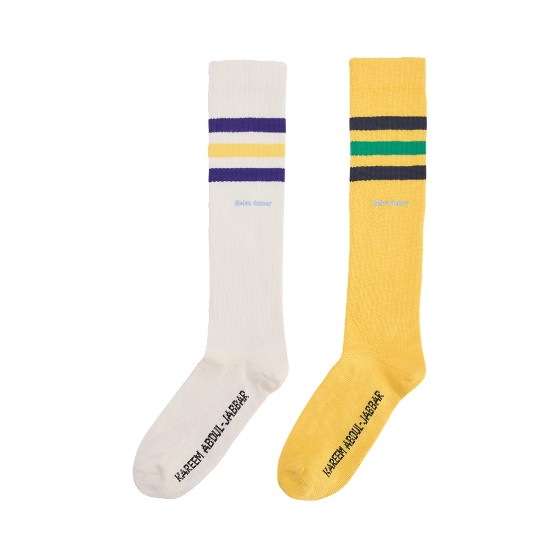JW1351 Adidas x Wales Bonner Jabbar 3-Stripes Socks Chalk White Spring Yellow