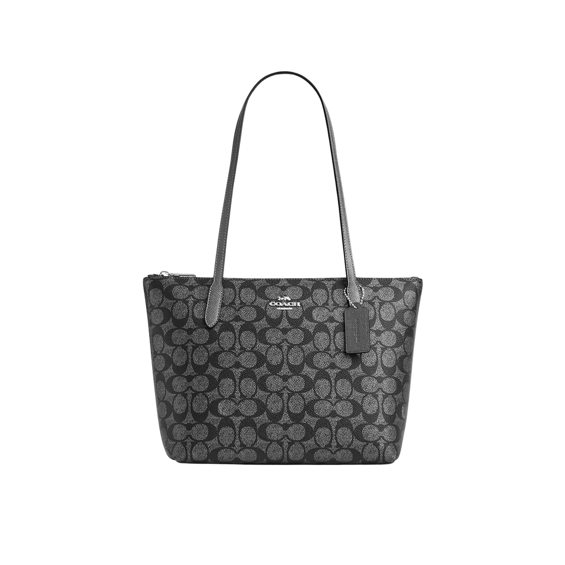 CW396-SV/NI Coach Signature Canvas Fiona Zip Tote Bag Silver Gunmetal Multi