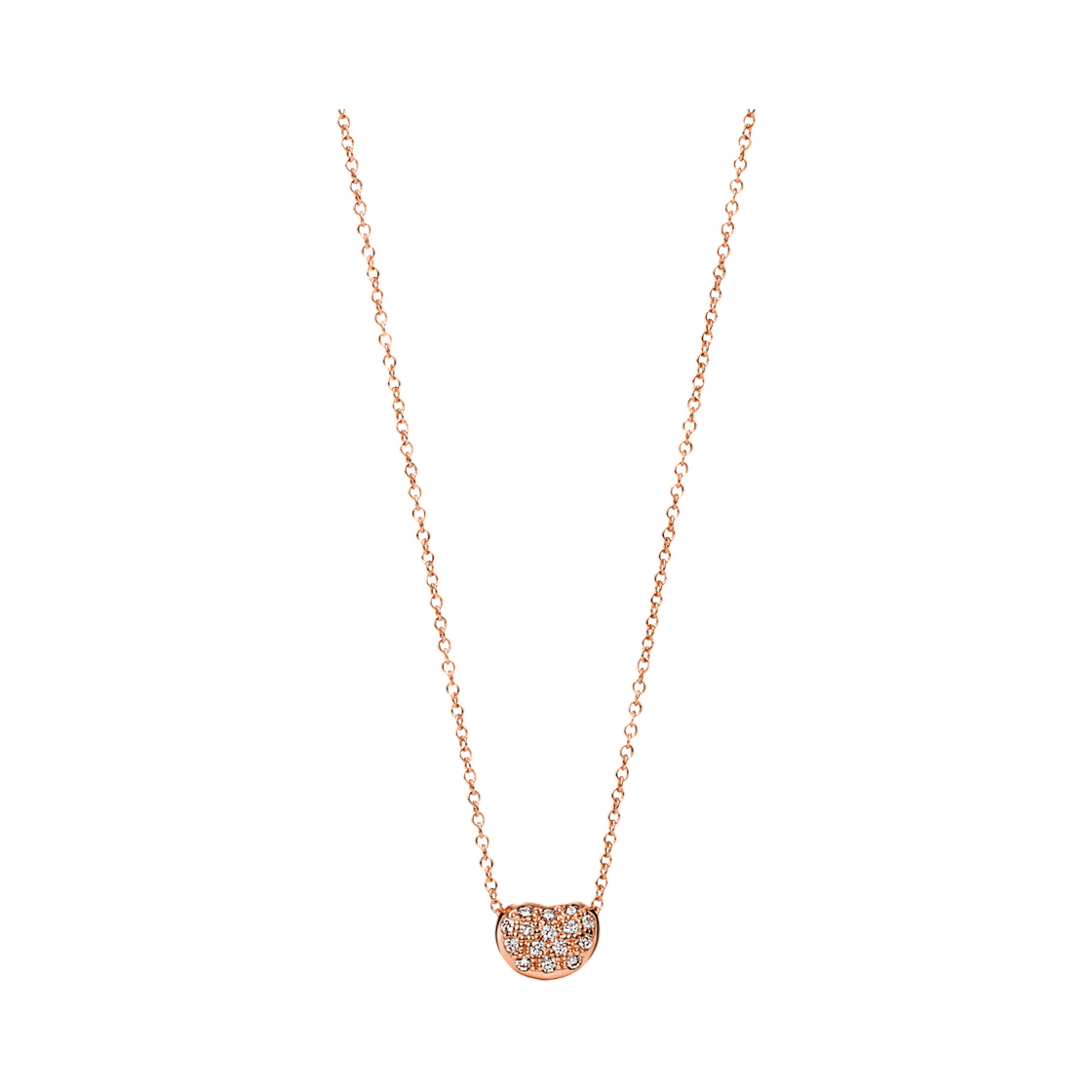 70880709 Tiffany & Co. Elsa Peretti Bean Design Pendant Rose Gold with Pave Diamonds 6.5mm