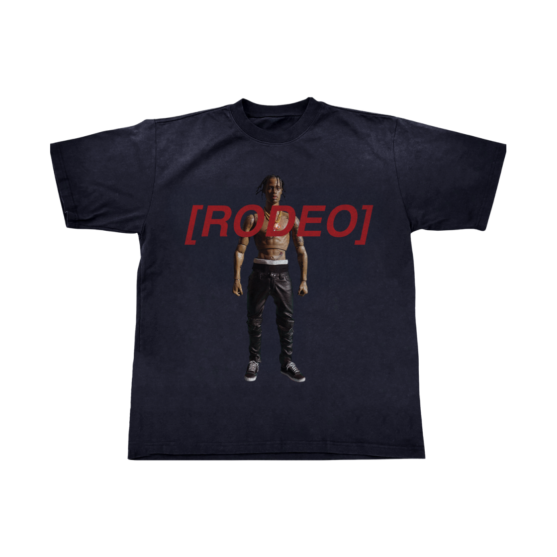 트래비스 스캇 로데오 10 이어즈 액션 피규어 티셔츠 블랙(Travis Scott Rodeo 10 Years Action Figure T-Shirt Black)