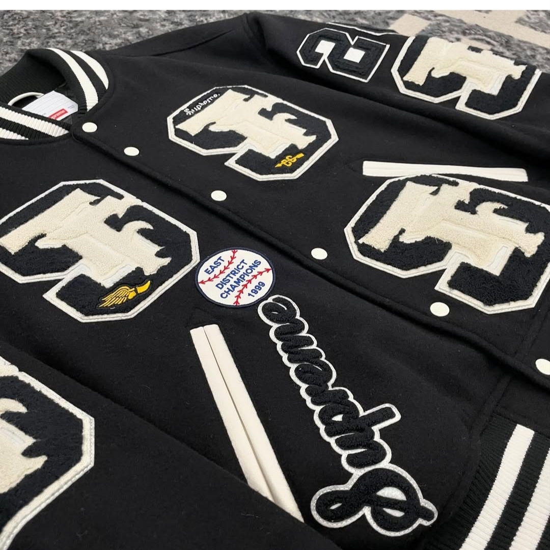 Supreme Drill Team Varsity Jacket Black - 25FW 착용 스타일