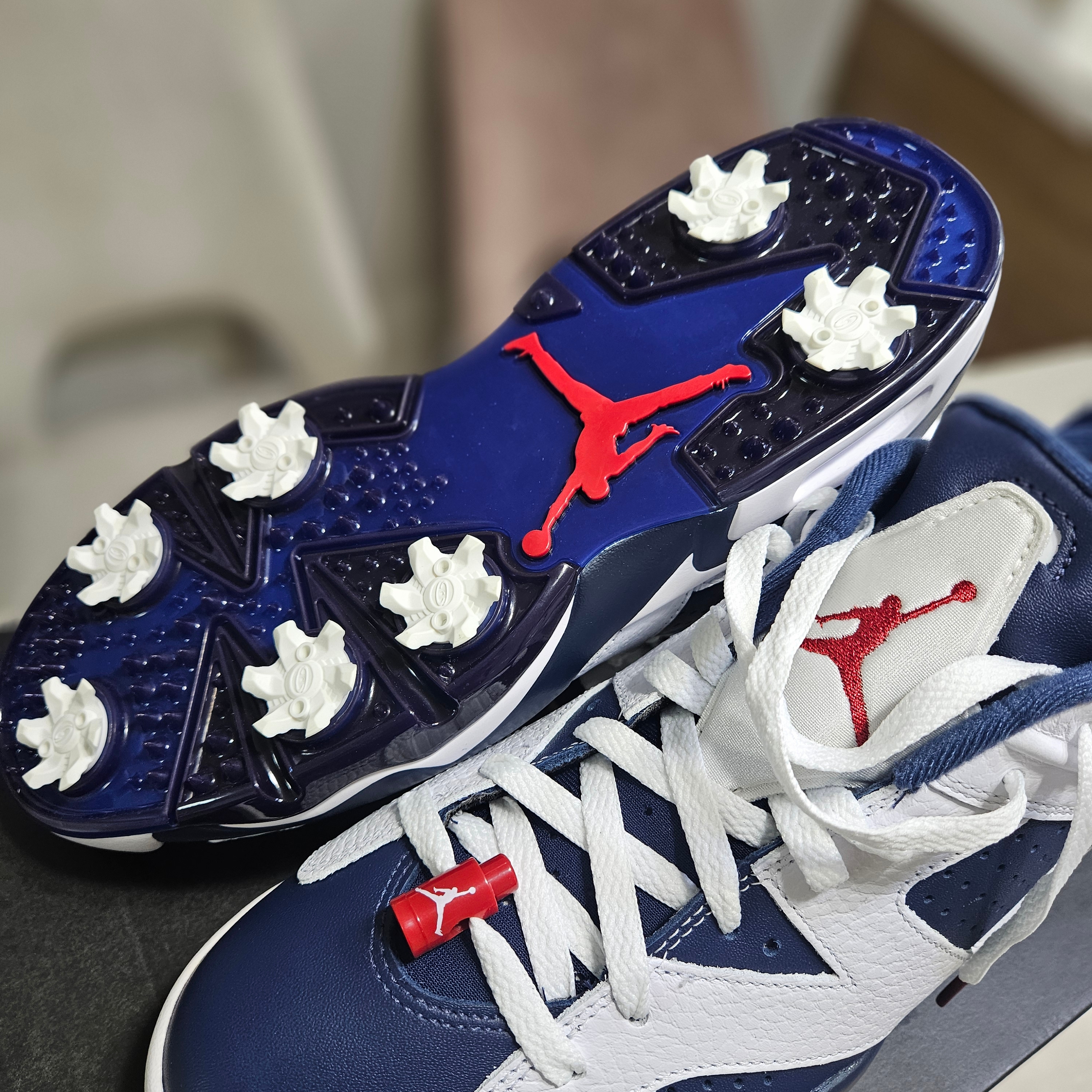 Jordan 6 Retro Low Golf Varsity Red Mignight Navy 착용 스타일 - 2