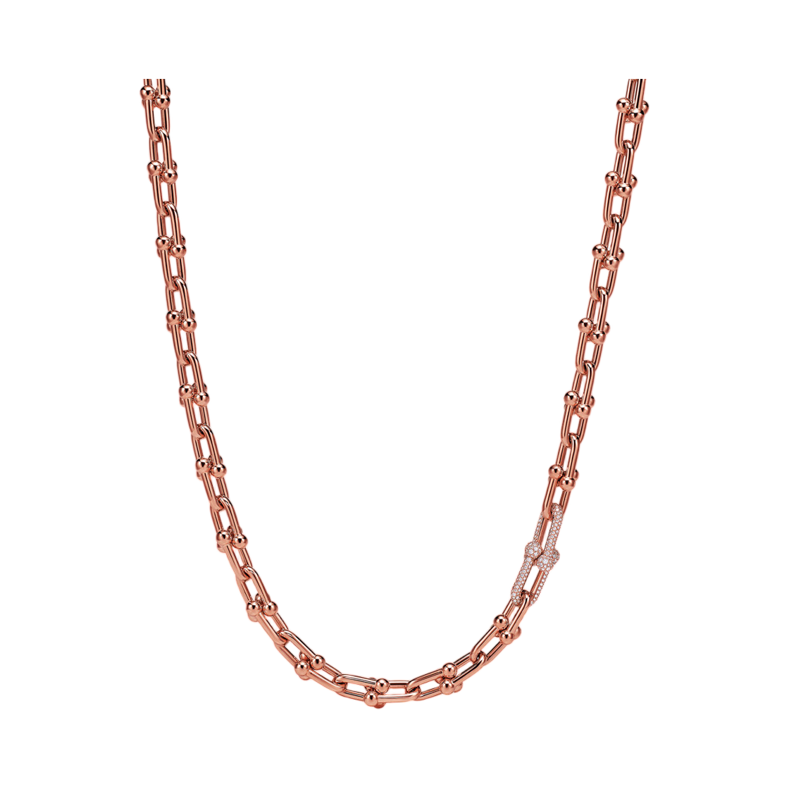 70881373 Tiffany & Co. Tiffany Hardwear Medium Link Necklace Rose Gold with Diamonds