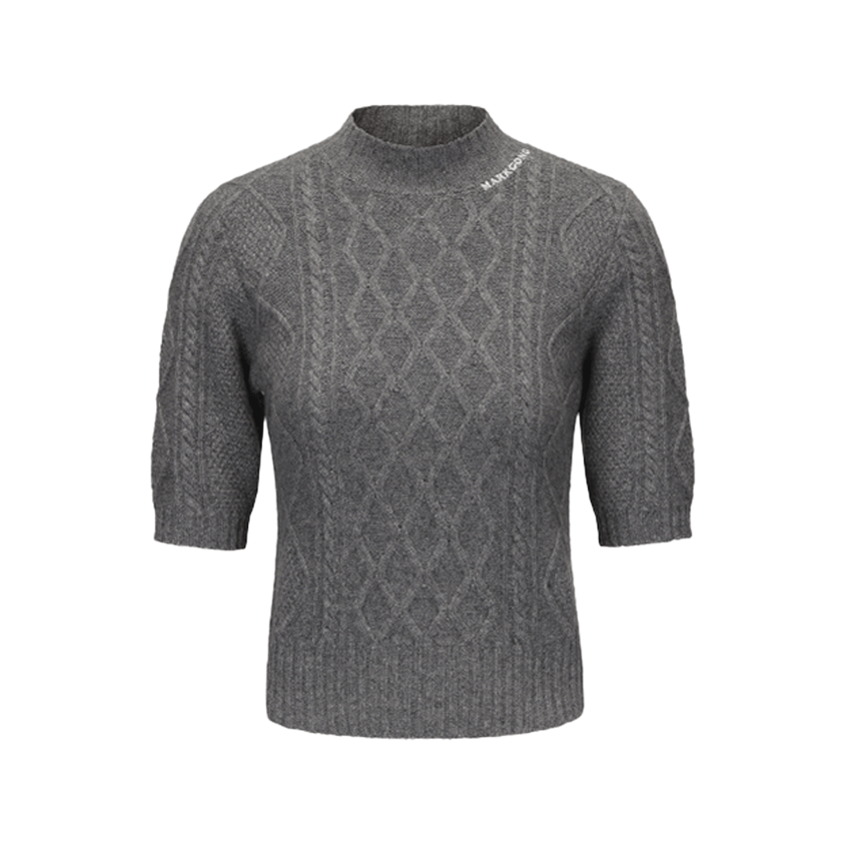 마크공 우먼 힌지드 숏슬리브 니트 탑 그레이 - 25FW(Markgong Women Hinged Short-Sleeve Knit Top Gray - 25FW)