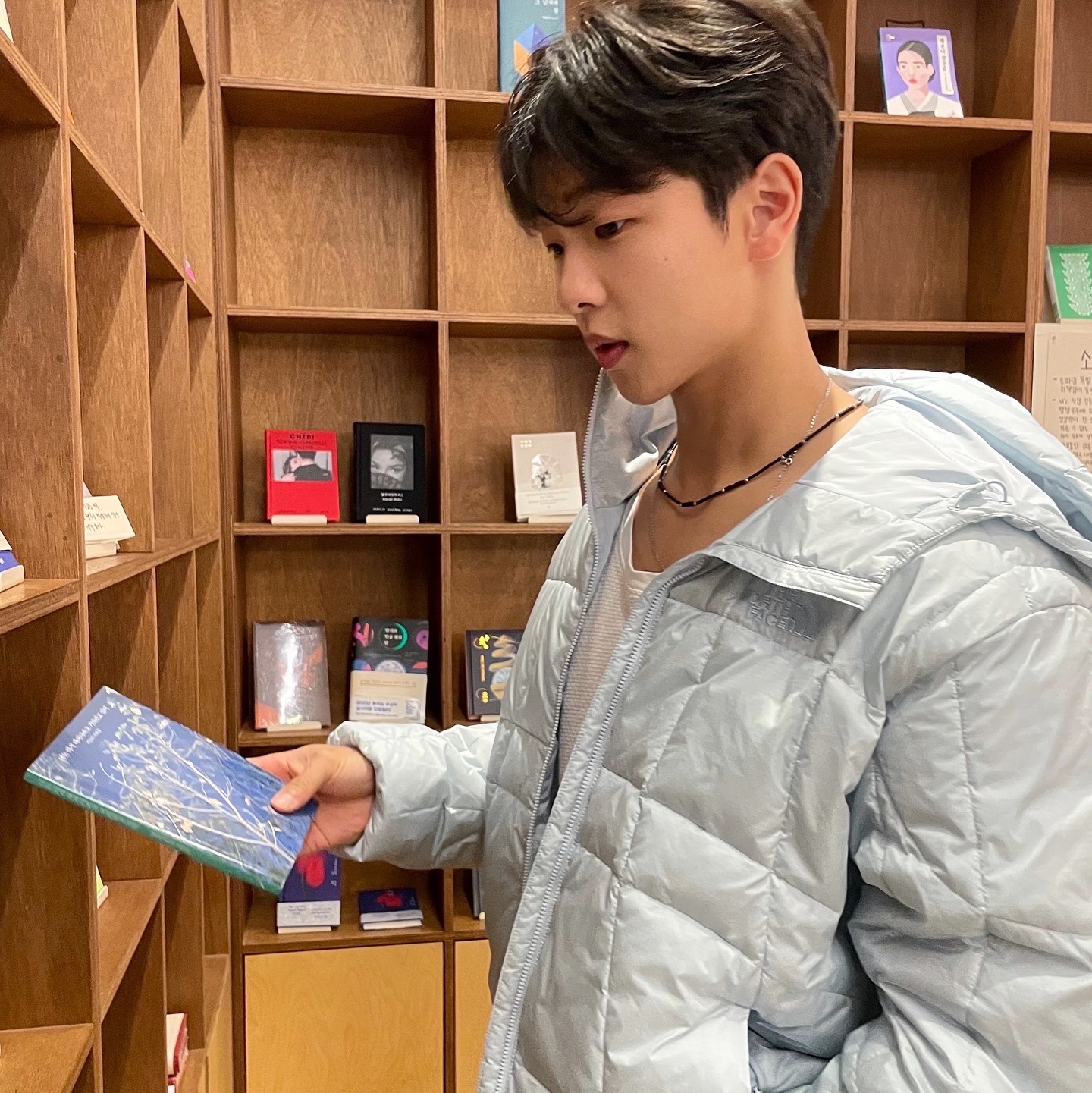 The North Face Wave LT On Jacket Light Blue 착용 스타일 - 4