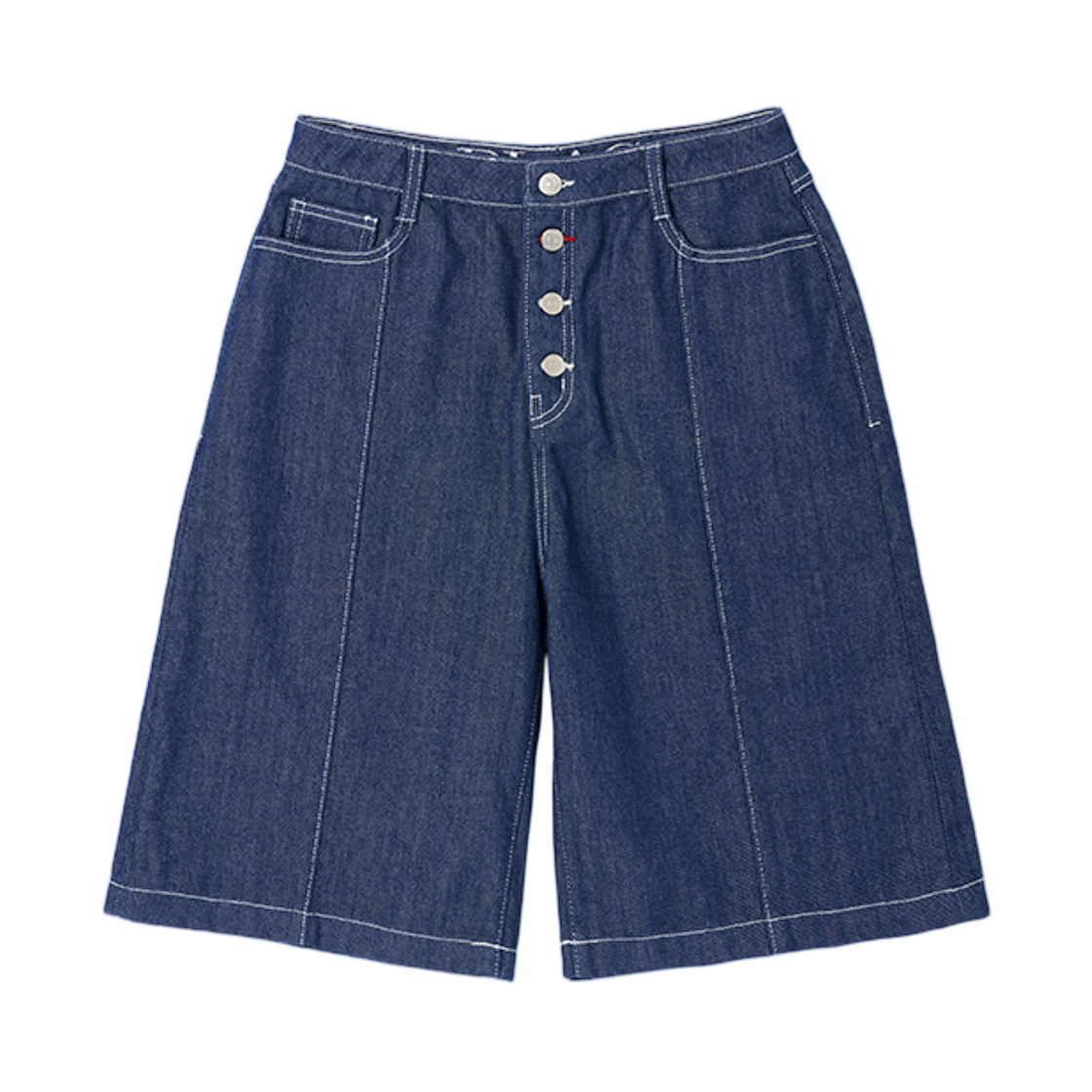 (W) 플랙 스티치 포인트 버뮤다 팬츠 미드 블루((W) PLAC Stitch Point Bermuda Pants Mid Blue)