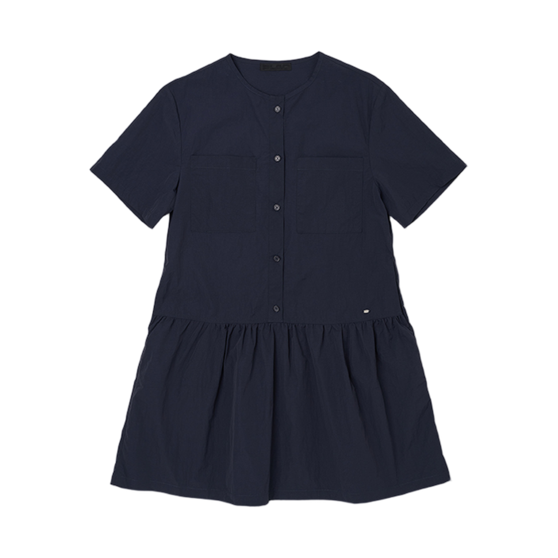(W) 플랙 셔링 숏슬리브 원피스 네이비((W) PLAC Shirring Short Sleeve One Piece Navy)