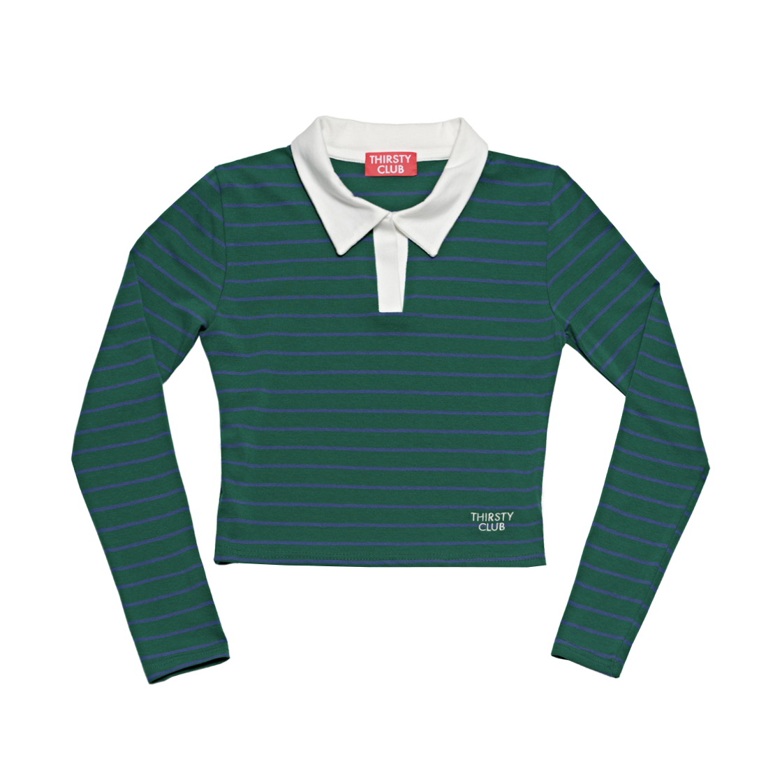 떨스티클럽 스트라이프 카라 롱 슬리브 - 그린(THIRSTY CLUB Stripe Collar Long Sleeve - Green)