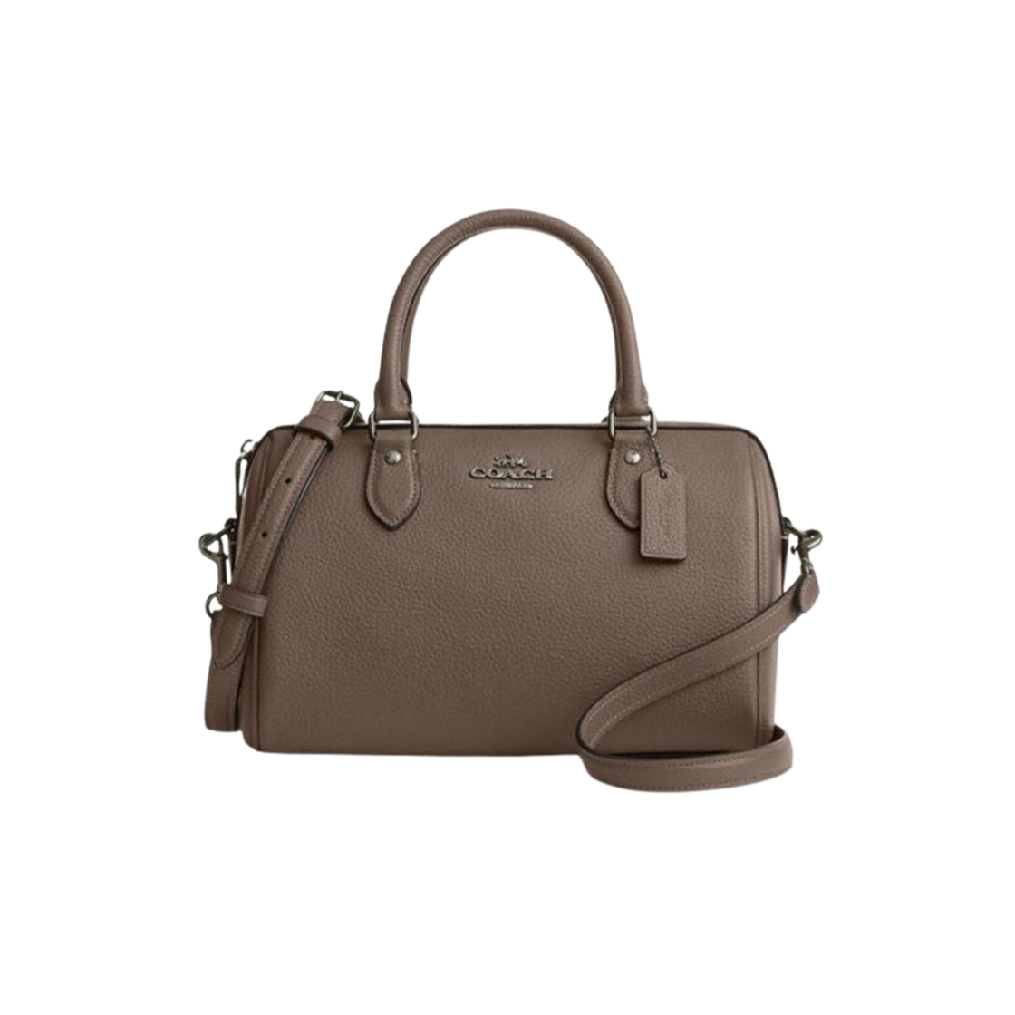 CV962-QBCBD Coach Pebble Leather Rowan Satchel Cross Bag Dark Stone