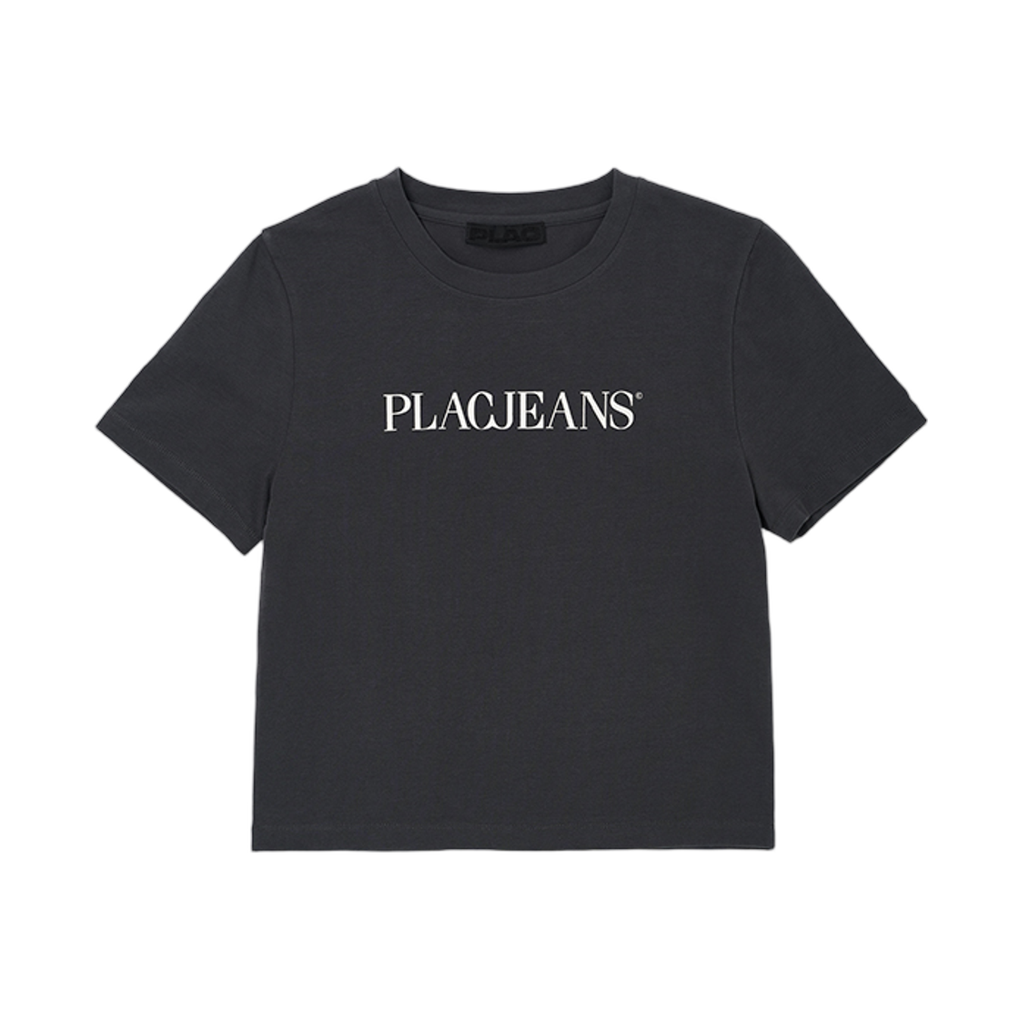 (W) 플랙 진 로고 베이직 숏슬리브 티셔츠 블랙((W) PLAC Jean Logo Basic Short Sleeve T-Shirt Black)