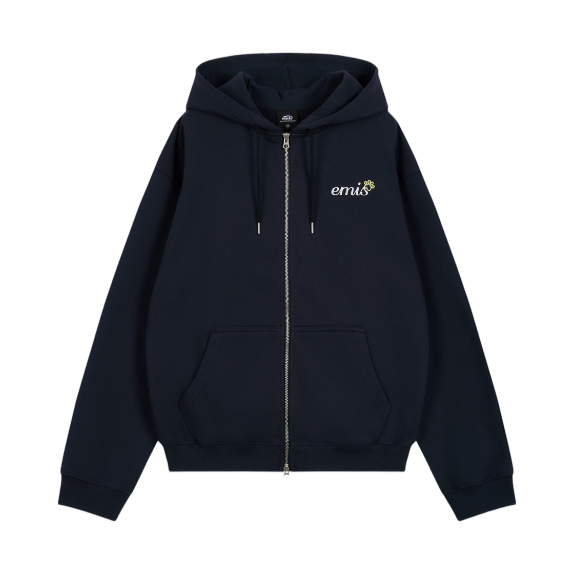이미스 레터링 로고 집업 후드 네이비(Emis Lettering Logo Zip Up Hoodie Navy)