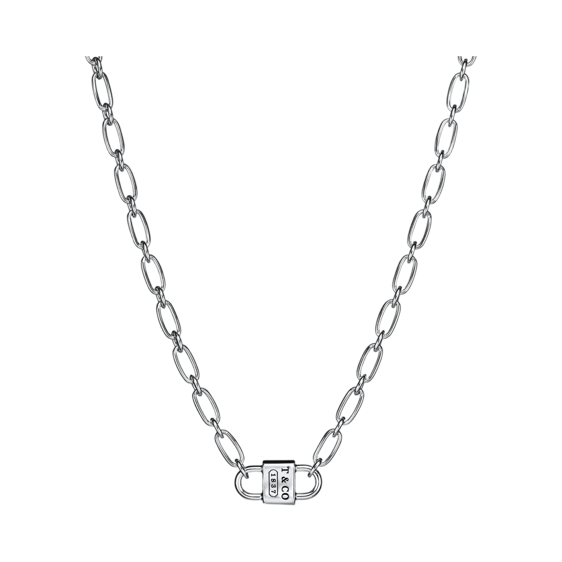 티파니 앤 코 티파니 1837 스몰 더블 락 네클리스 스털링 실버(Tiffany & Co. Tiffany 1837 Small Double Lock Necklace Sterling Silver)