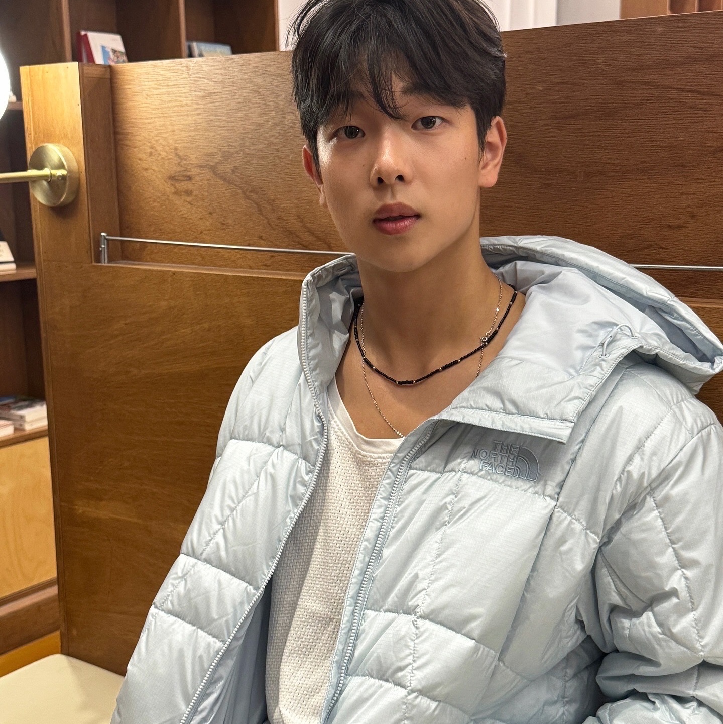 The North Face Wave LT On Jacket Light Blue 착용 스타일 - 1