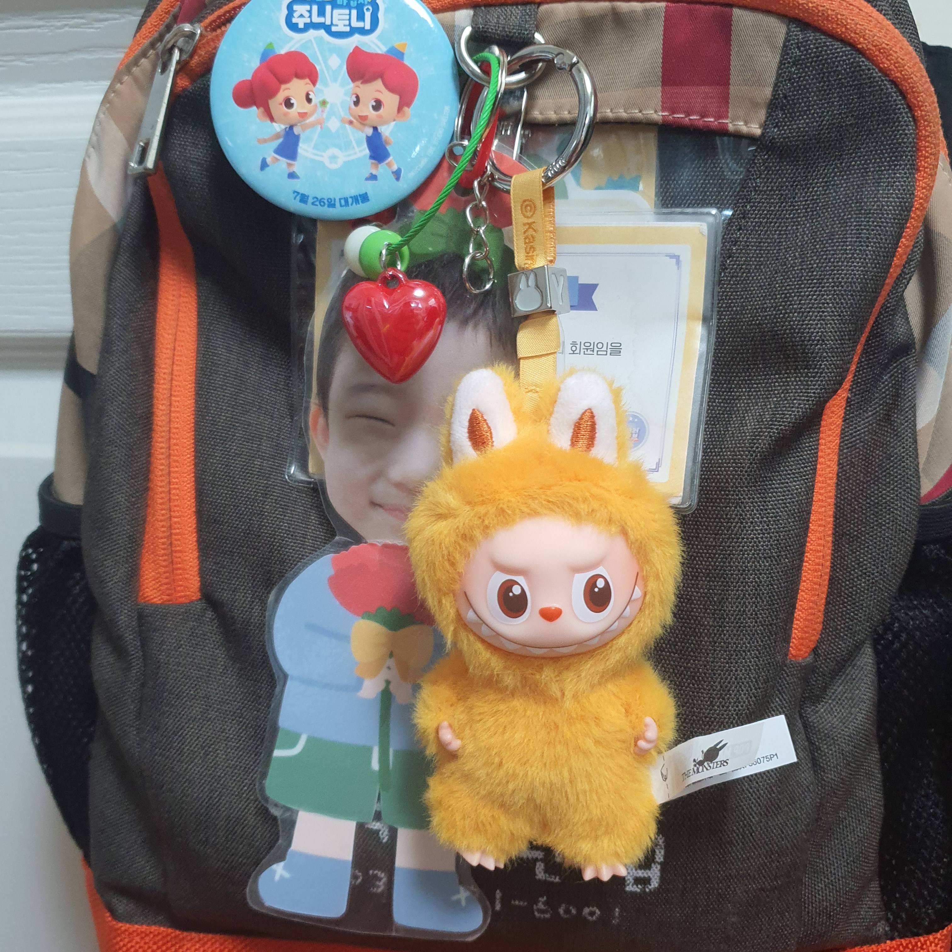 Pop Mart Labubu The Monsters Pin For Love Series Vinyl Plush Pendant Sealed Case (N-Z) (1 Blind Box) 착용 스타일