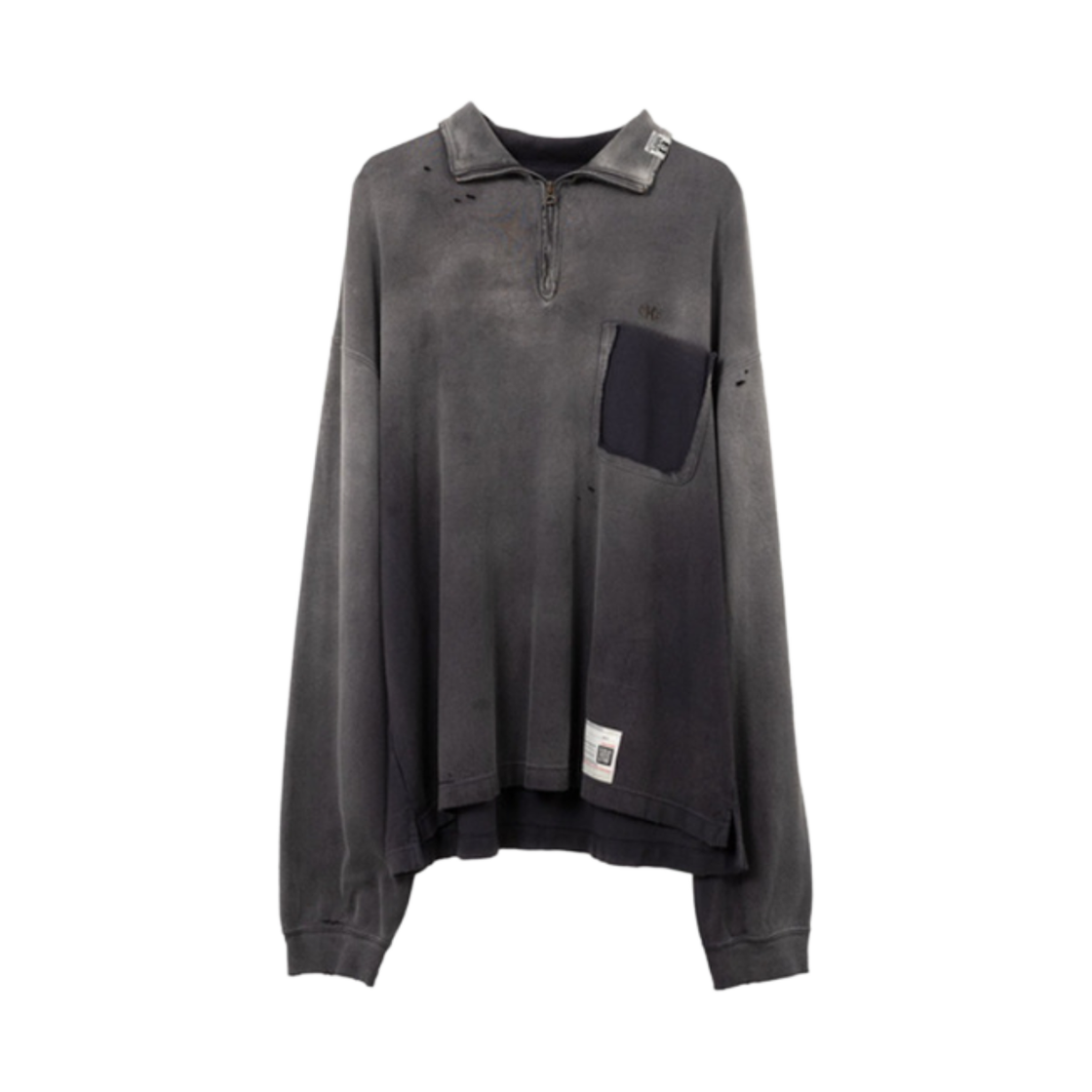 A14PO533 Maison Mihara Yasuhiro Sun Faded Half Zip Pullover Faded Black