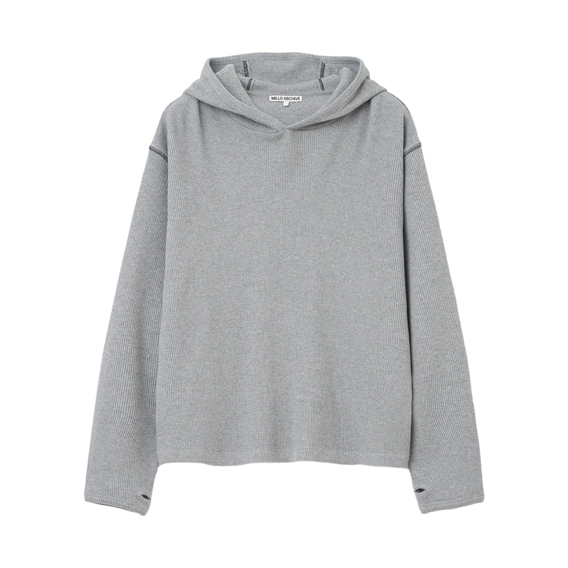 ML659MGR Millo Archive Object Stitch Long Sleeve Hoodie Melange Gray