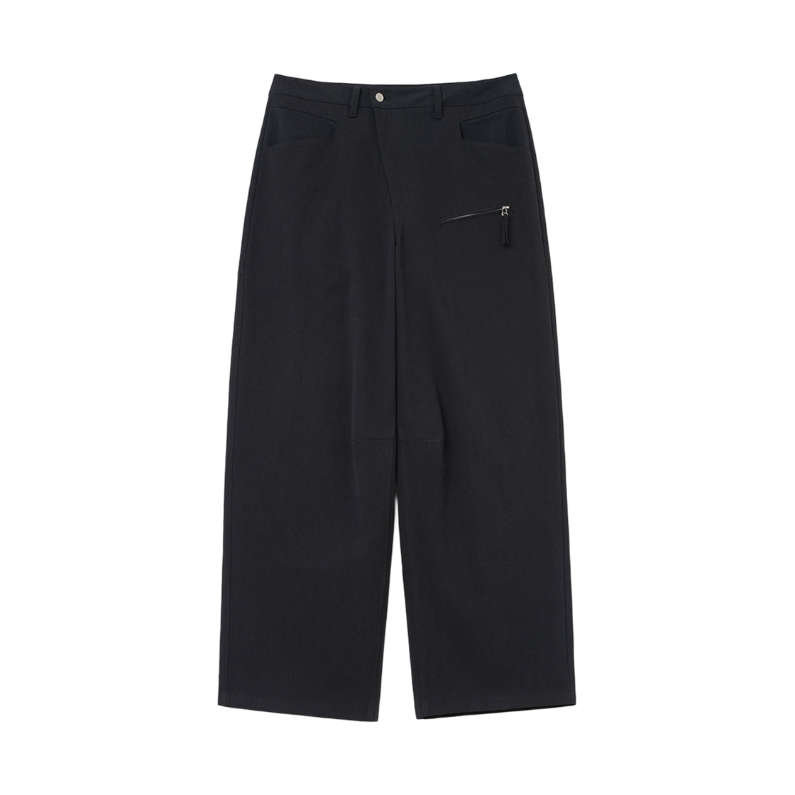 ML620BLK Millo Archive Slant Cut Curved Pants Black
