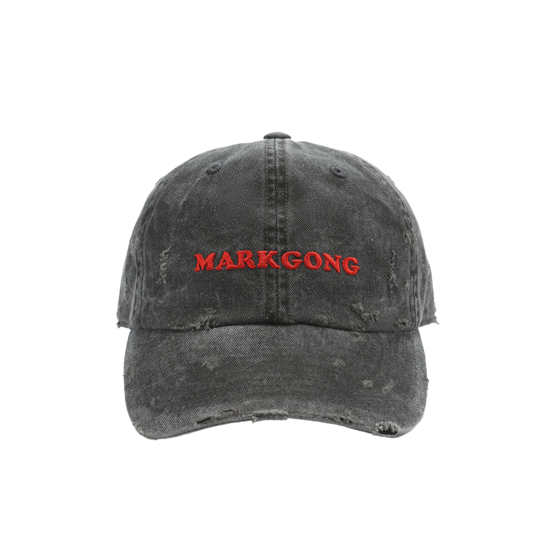 마크공 우먼 로고 디스트레스드 베이스볼 캡 그레이 - 25FW(Markgong Women Logo Distressed Baseball Cap Gray - 25FW)