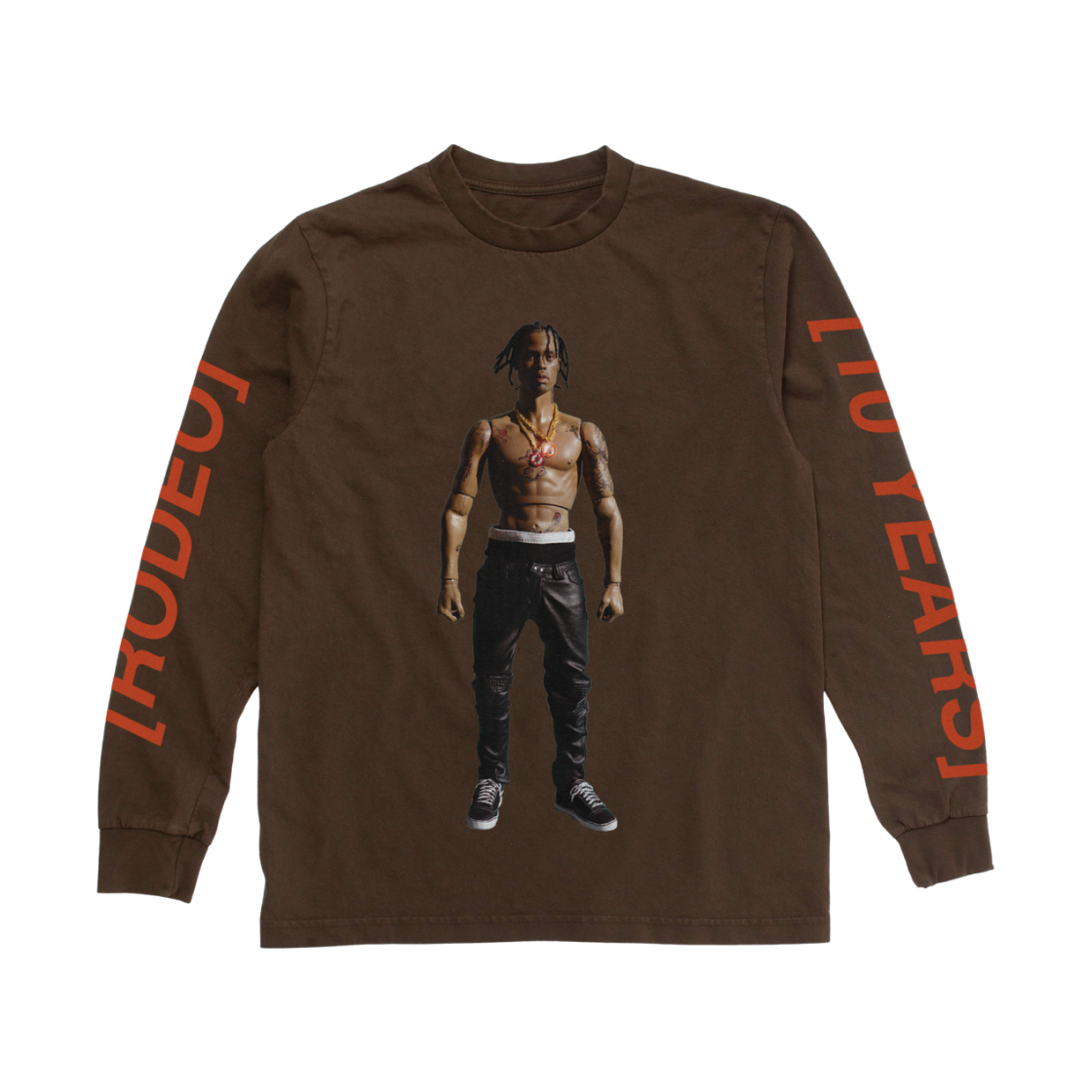 - Travis Scott Rodeo 10 Years Action Figure Longsleeve Brown