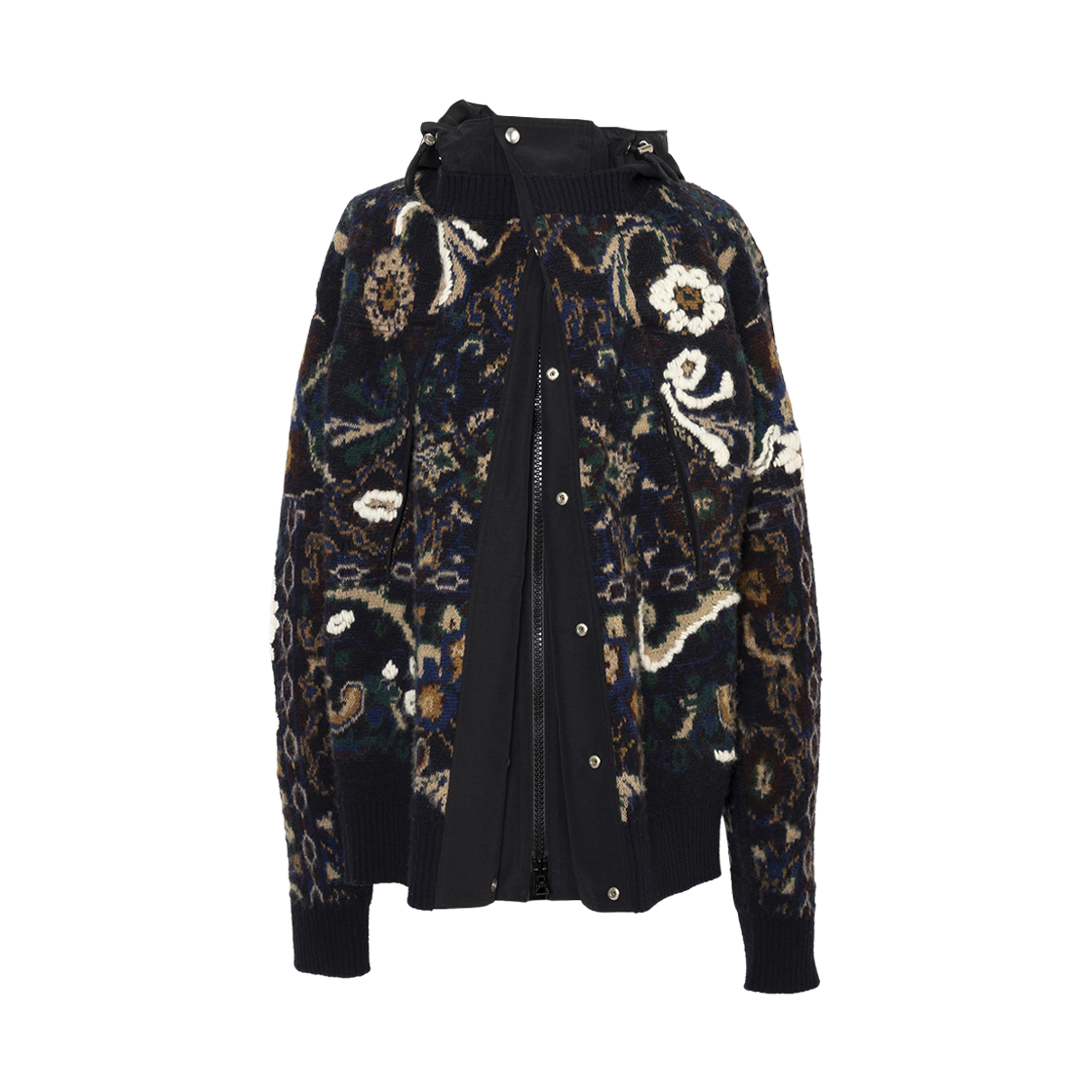 사카이 플로랄 자카드 니트 블루종 네이비(Sacai Floral Jacquard Knit Blouson Navy)