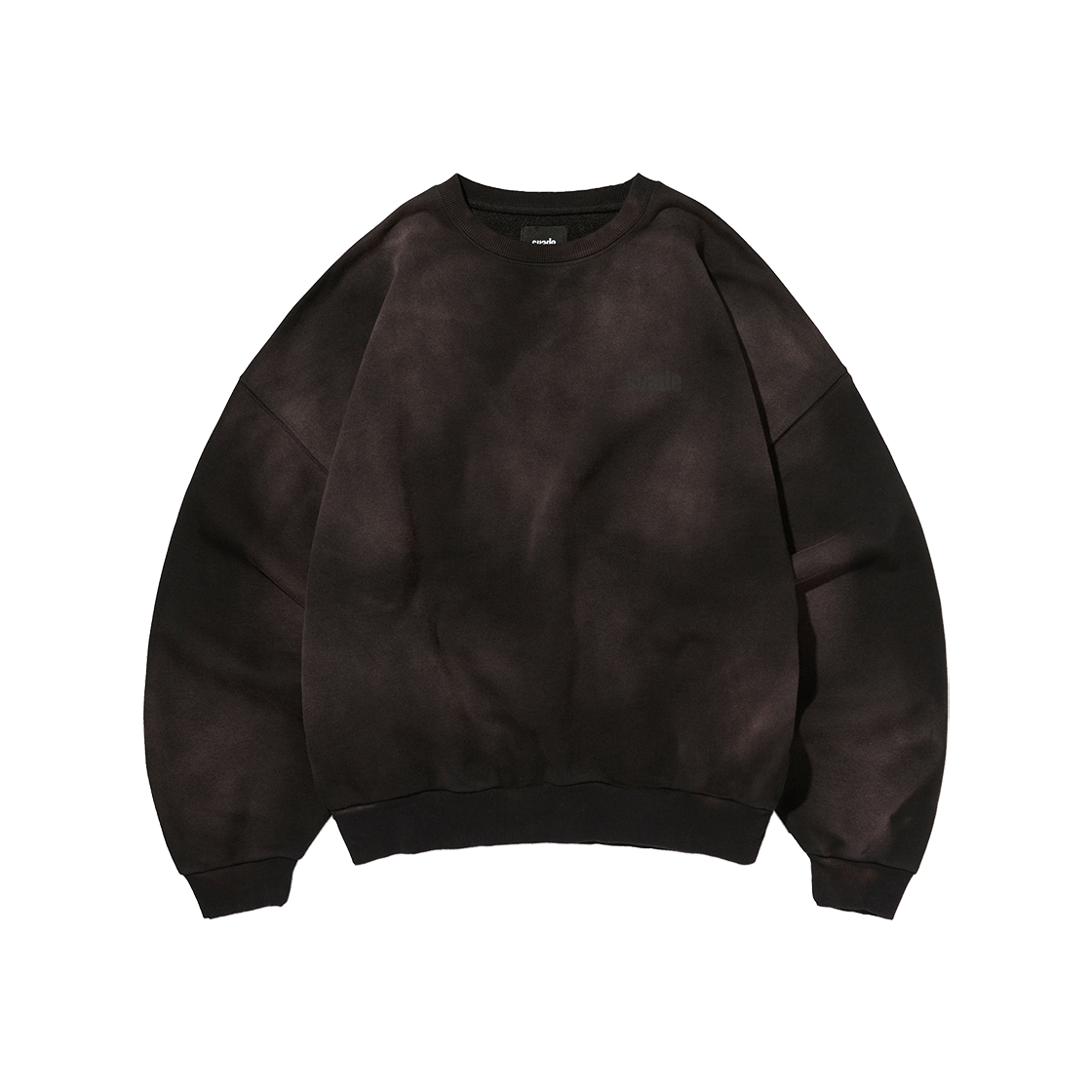 SDEFTO217DK Suade Cropped Washed Crewneck Dark Black