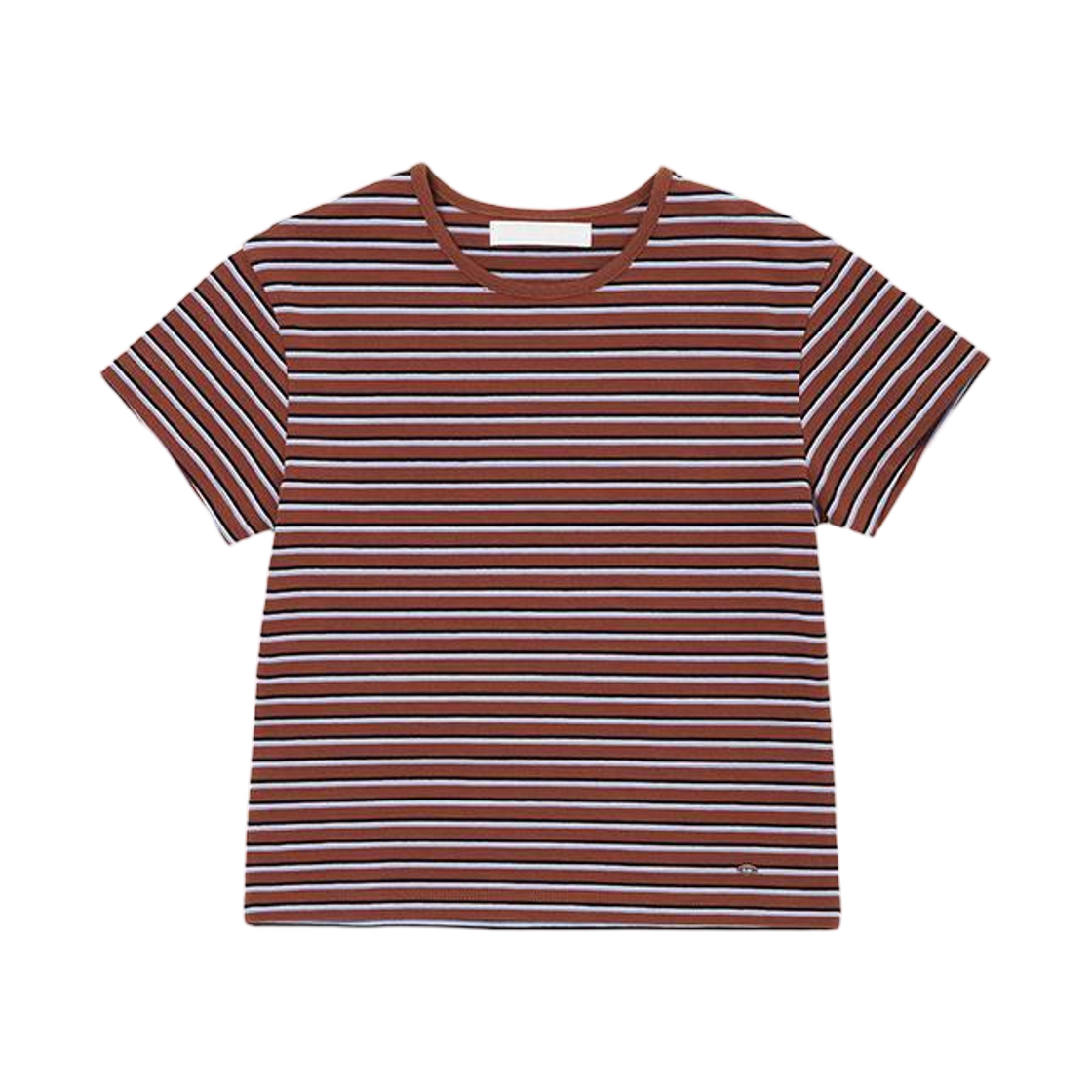 (W) 플랙 컬러 스트라이프 숏슬리브 티셔츠 브라운((W) PLAC Color Stripe Short Sleeve T-Shirt Brown)