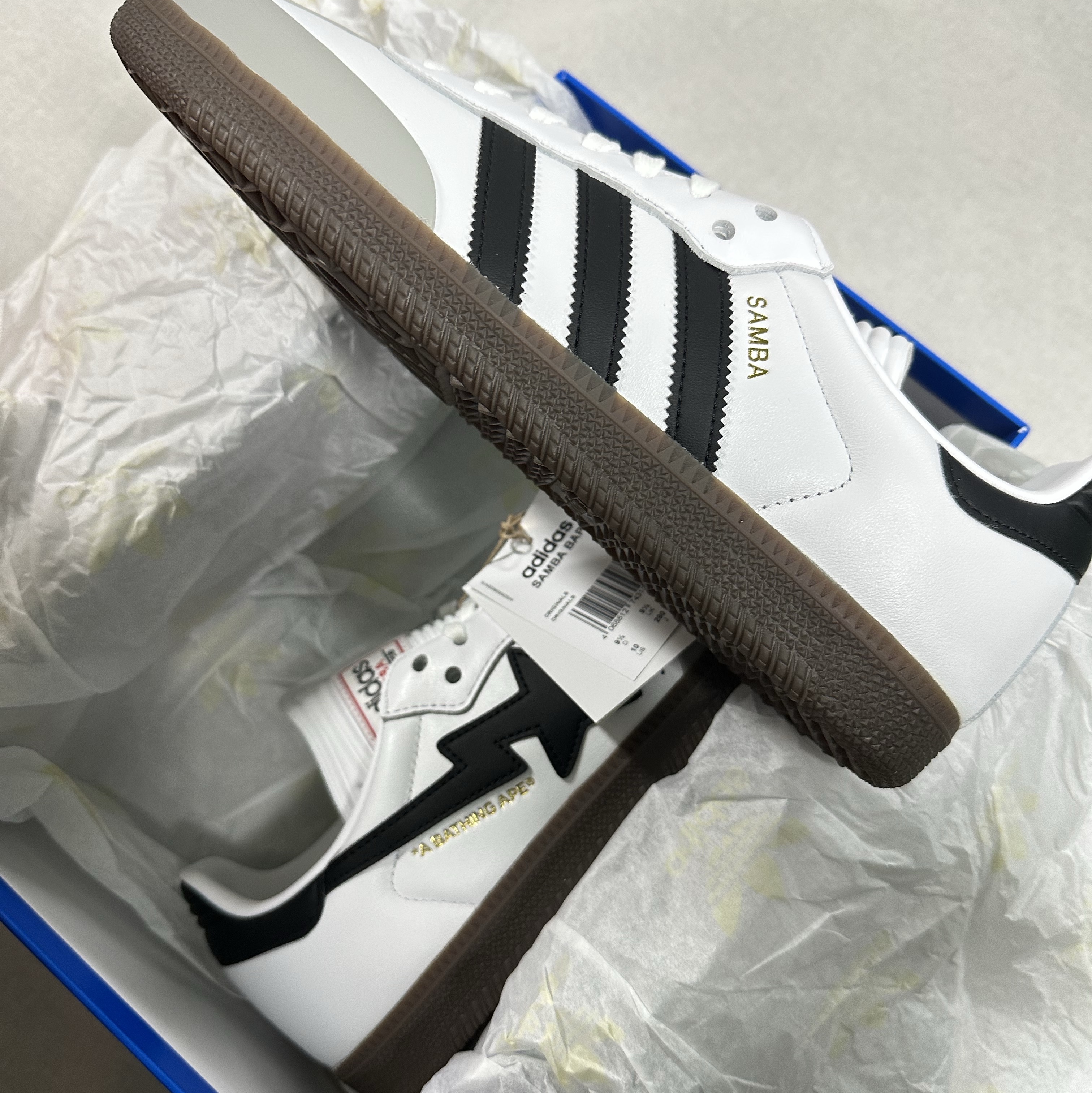 Adidas x BAPE Samba Footwear White Core Black 착용 스타일