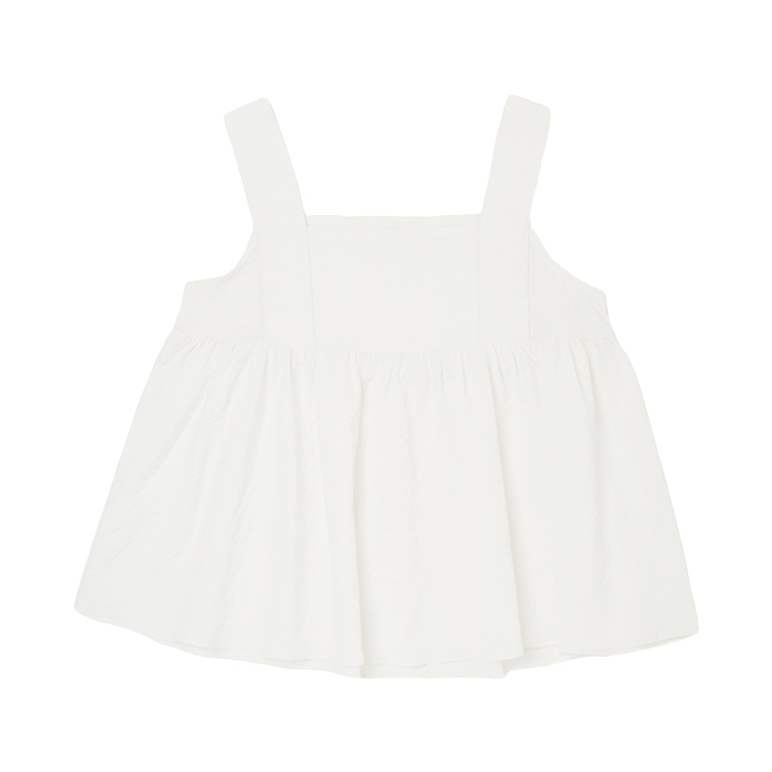 (W) 플랙 셔링 슬리브리스 블라우스 화이트((W) PLAC Shirring Sleeveless Blouse White) - 1