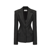 Markgong Women Beaded Double Layered Blazer Gray - 25FW