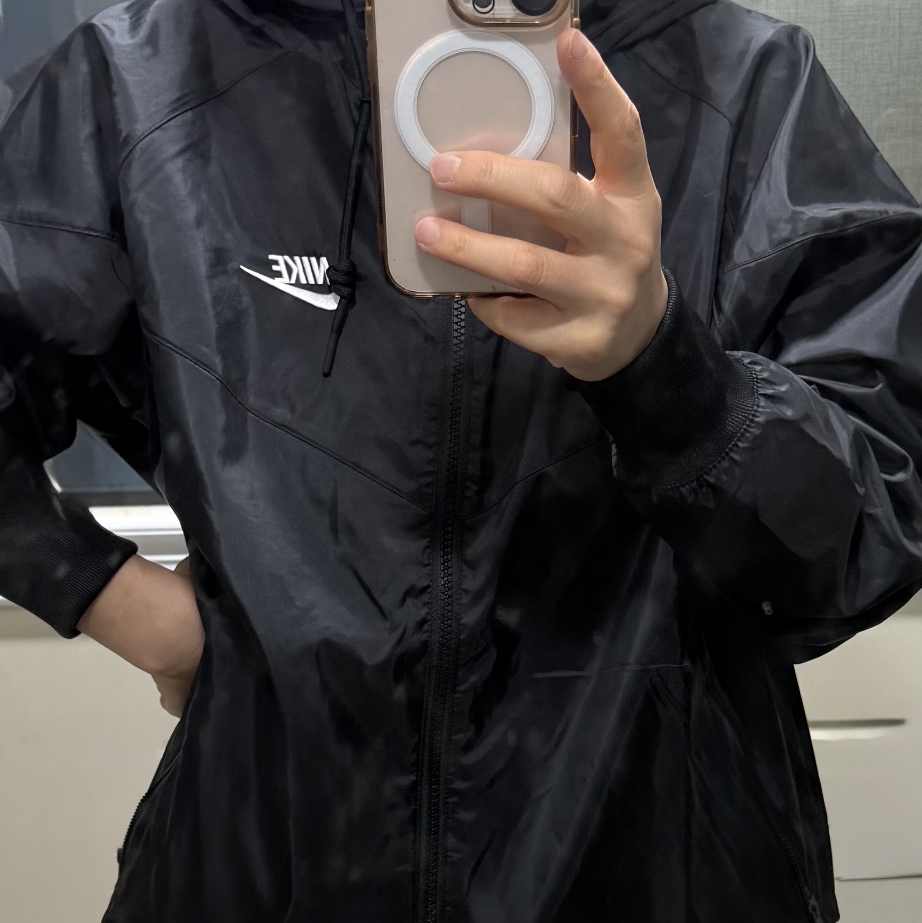 Nike NSW Windrunner Hoodie Jacket Black - Asia 착용 스타일