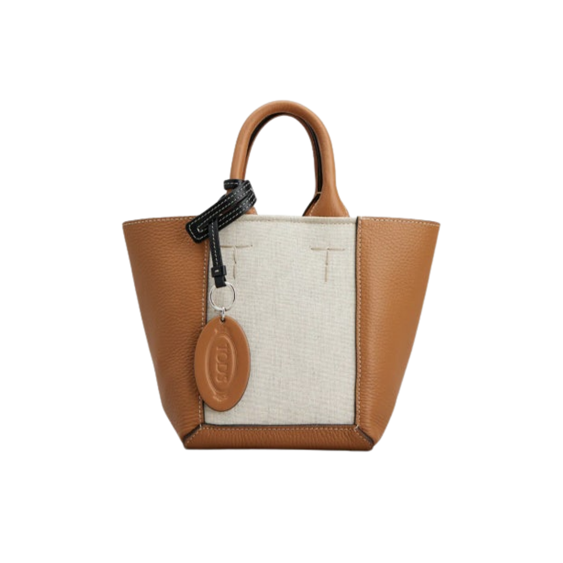 XBWCLNA01T0T488O14 Tod's Double Up Leather Mini Shopping Bag Brown Light Beige