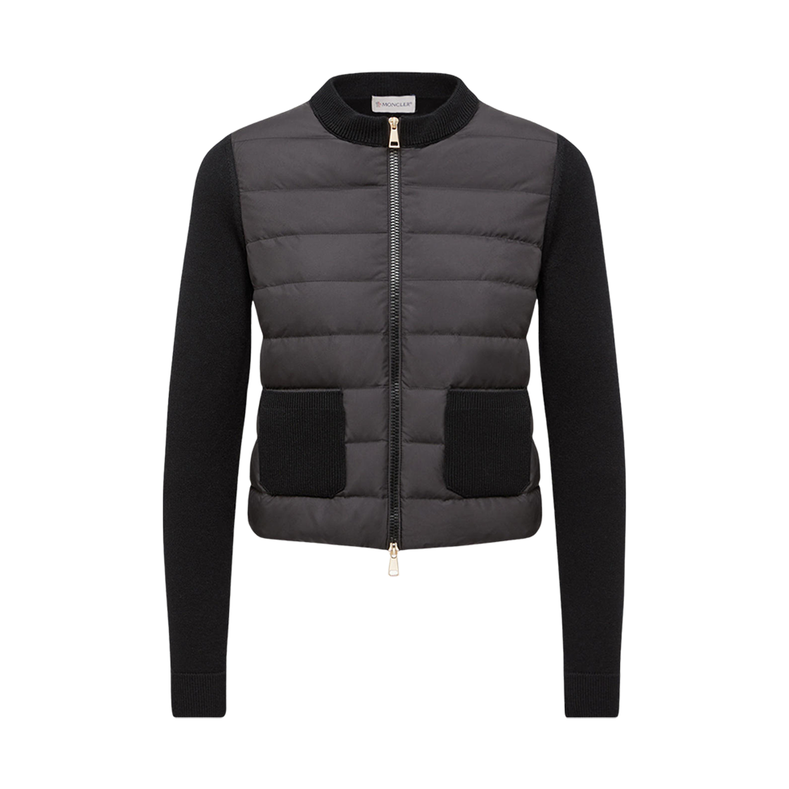 (W) 몽클레르 패딩 울 집업 가디건 블랙 - 25FW((W) Moncler Padded Wool Zip Up Cardigan Black - 25FW)