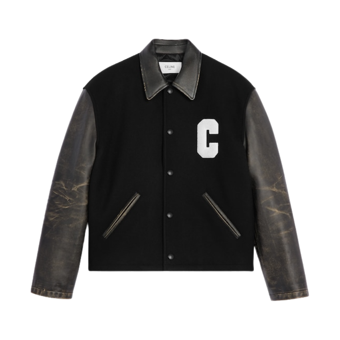 RV0TV814E-38NO Celine Teddy Jacket in Wool Felt Black