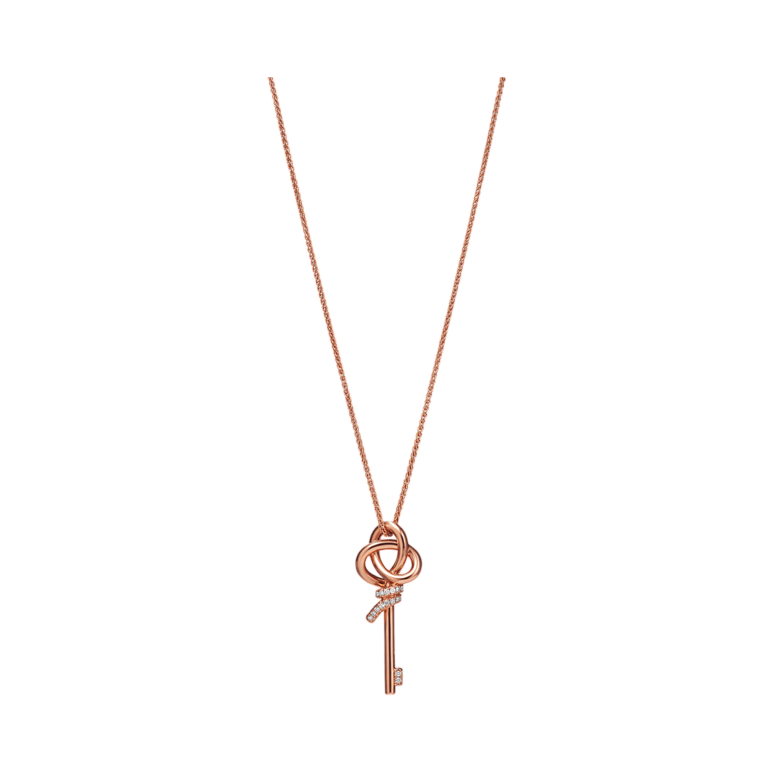 72984277 Tiffany & Co. Tiffany Knot Small Key Pendant Rose Gold with Diamonds