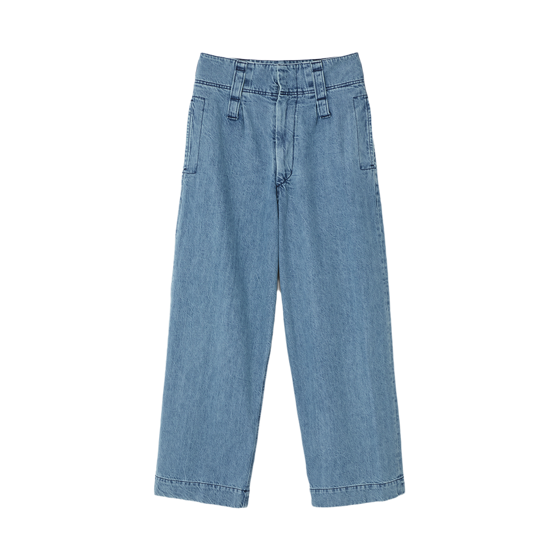 순진 해리 앤 샐리 뉴 하이라이즈 와이드 레그 팬츠 블루(SOONJEANS Harry and Sally New Highrise wide leg pants Blue) - 1