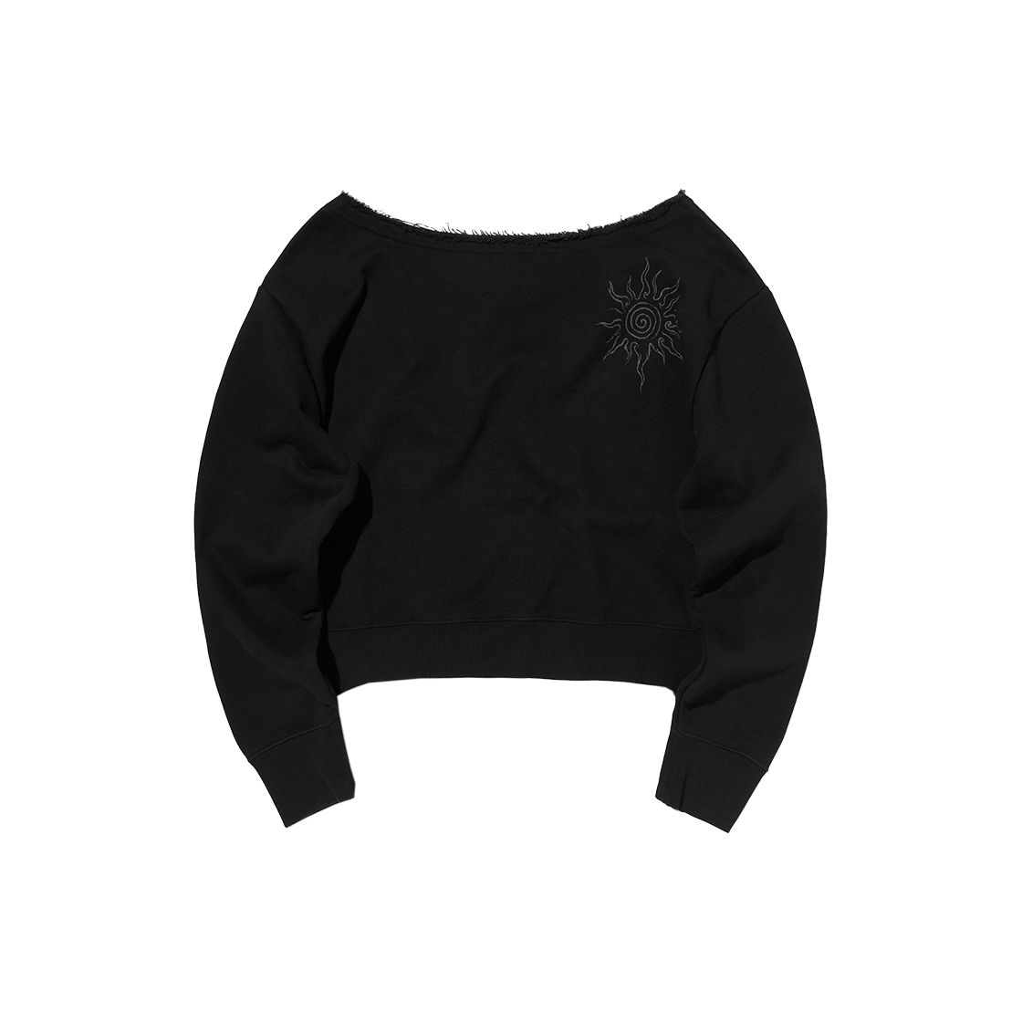 SDEFTO216BK Suade Sunny One Shoulder Crewneck Black