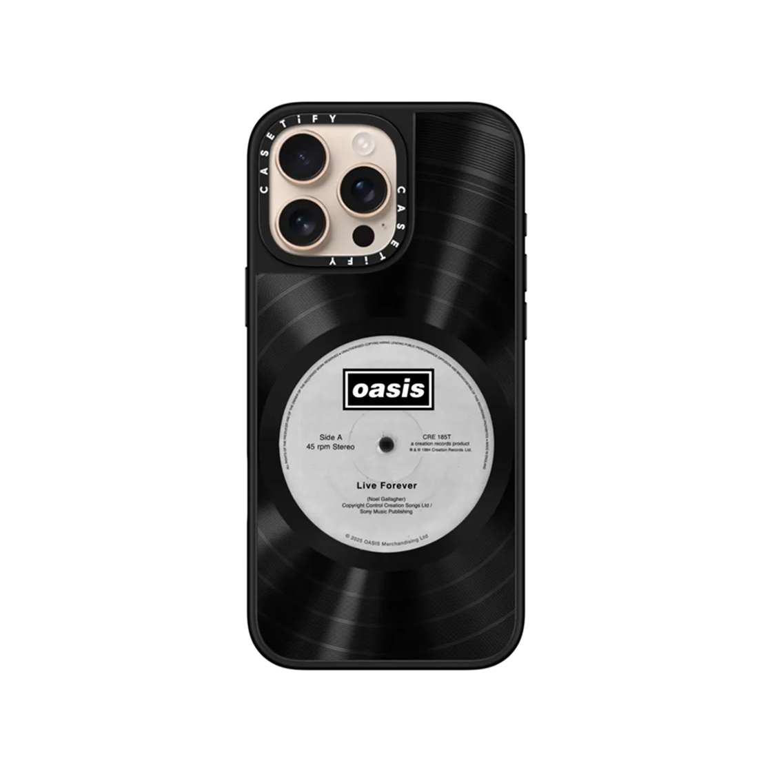 케이스티파이 x 오아시스 바이닐 오브 오아시스 맥세이프 미러 케이스 블랙 미러 블랙 범퍼(Casetify x Oasis Vinyl of Oasis Magsafe Mirror Case Black Mirror Black Bumper)