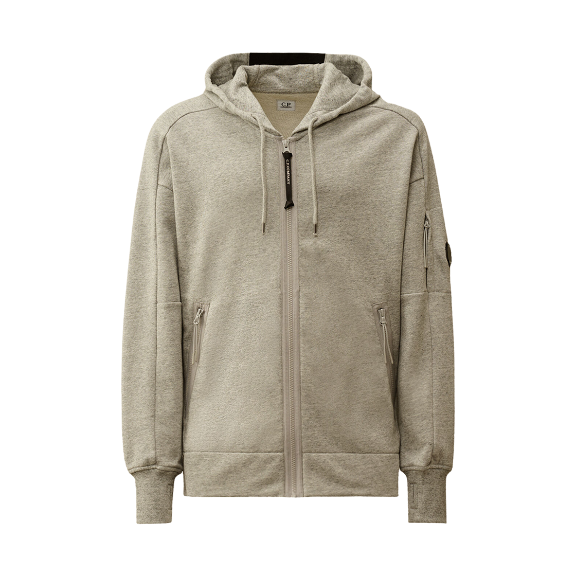 RCCMSS716A005086WM94 C.P. Company Diagonal Raised Fleece Hooded Full Zip Sweatshirt Greystone Melange Grey - 25FW