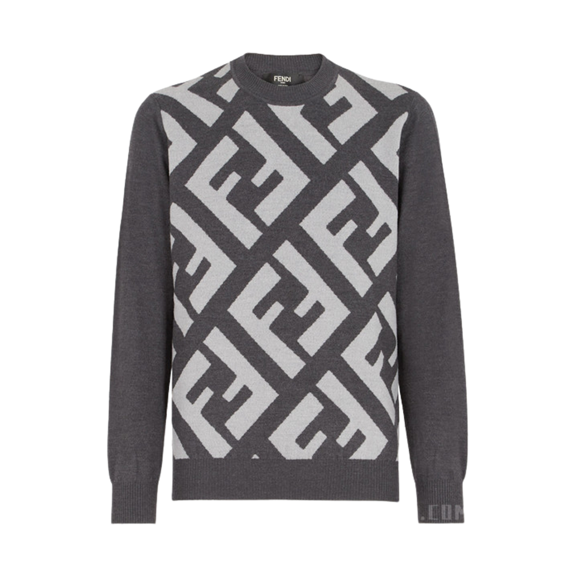 FZX091APJKF1ML0 Fendi FF Logo Intarsia Knit Grey