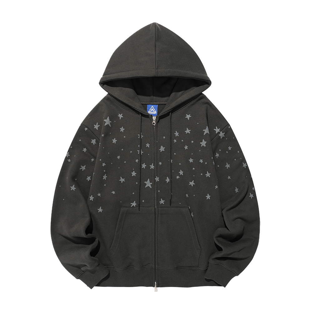IK2FFFM482ACH ISTKUNST Star Scatter Hood Zip Up Charcoal