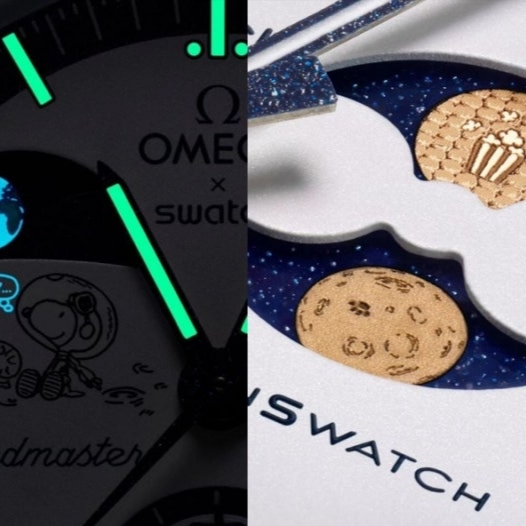 Swatch x Omega x Snoopy Bioceramic Moonswatch September’s Mission To Earthphase 42mm Moonshine Gold 착용 스타일 - 5