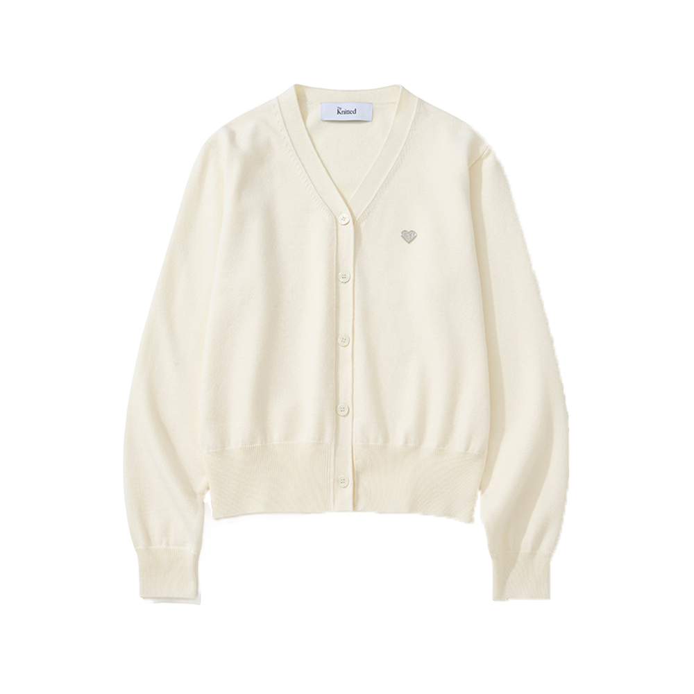 K25AWUCD04IV Knitted W Basic Essential Washable V-Neck Cardigan Ivory