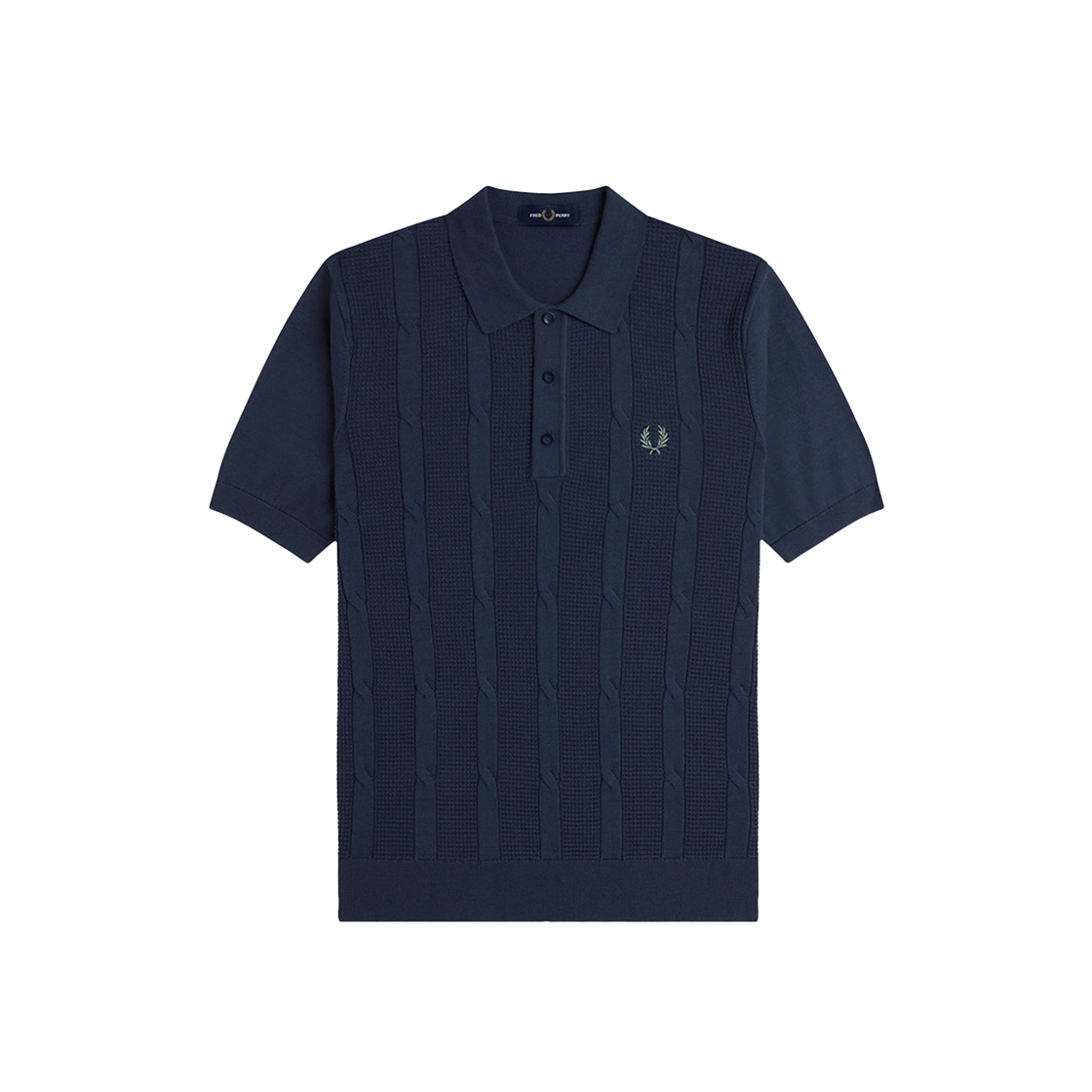 프레드 페리 텍스쳐드 케이블 니트 셔츠 다크 에어포스(Fred Perry Textured Cable Knit Shirt Dark Airforce) - 1
